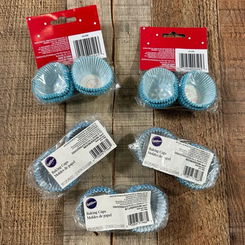 500ct Blue Snowman Winter Christmas‎ Mini Cupcake Paper Liner Baking Cups Wilton
